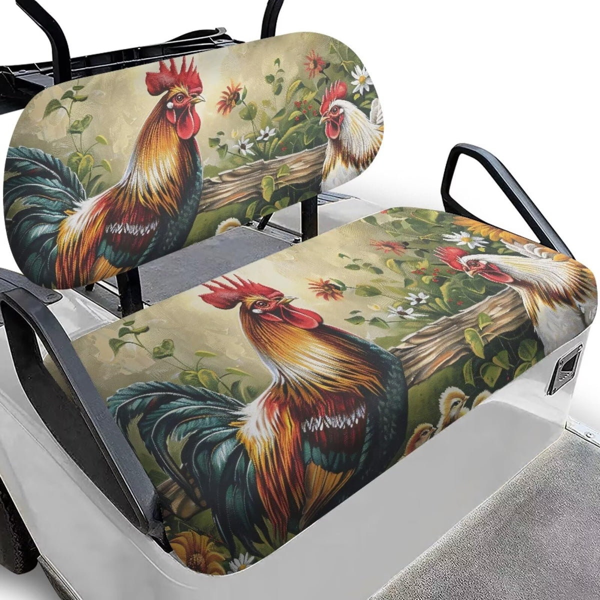 Qiyupavto rooster print backrest cover offering durable protection and style