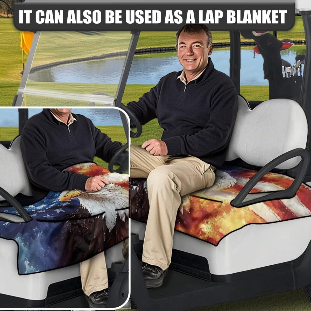 Qiyupavto universal two-seat design fits most golf carts securely.