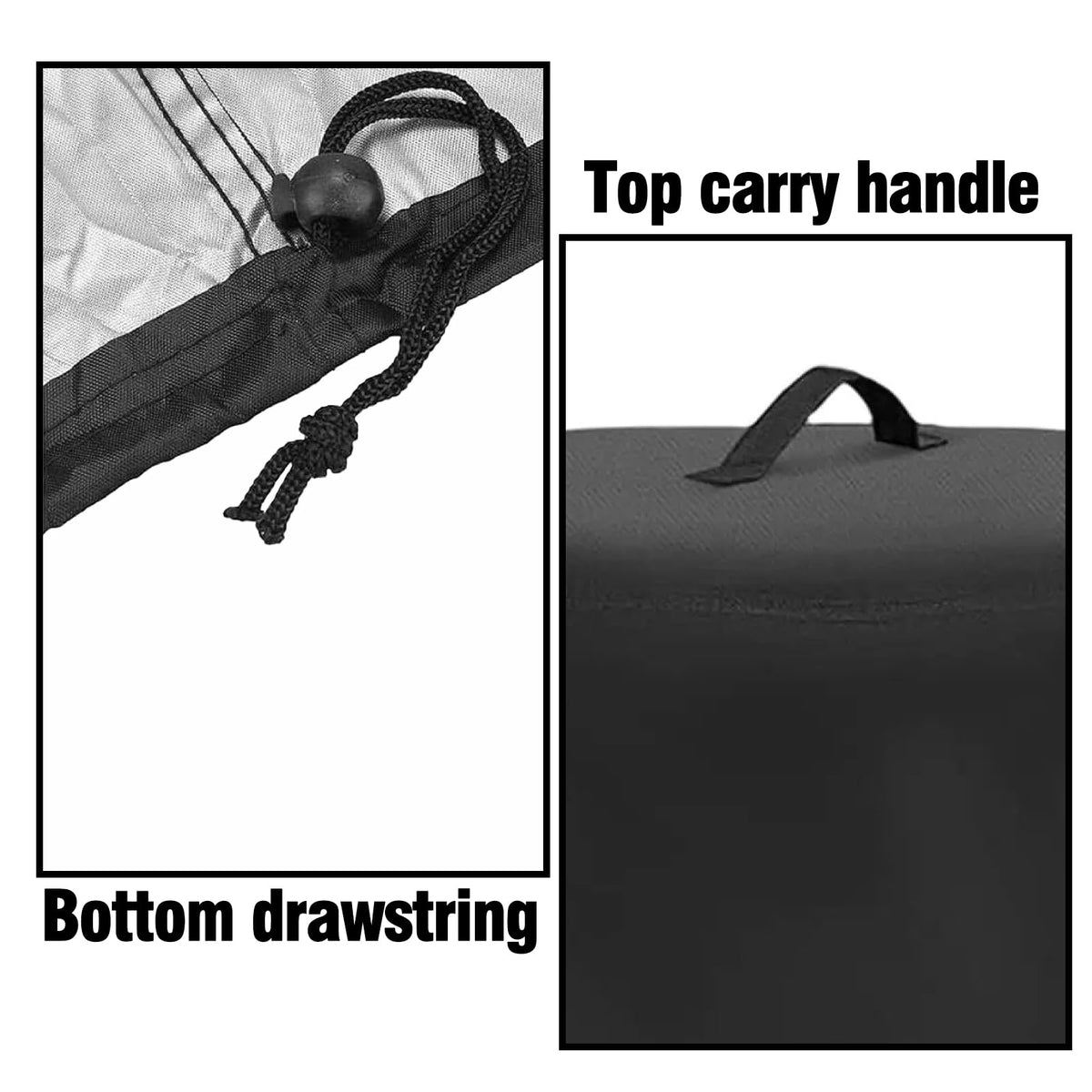 Qkansiw Disc Golf Basket Cover top-handle for easy on/off during setup.