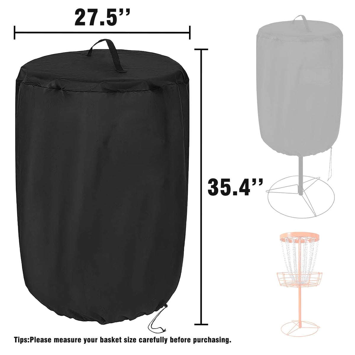Qkansiw Disc Golf Basket Cover with wind-proof design shields the basket from gusts.