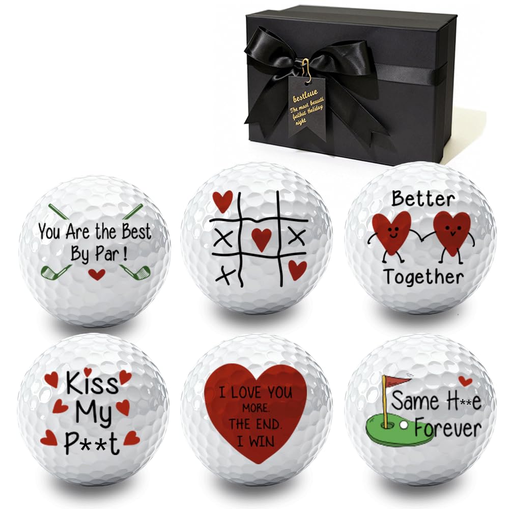 Qmoouoou Valentines golf balls set box, ideal gift for golf lovers.