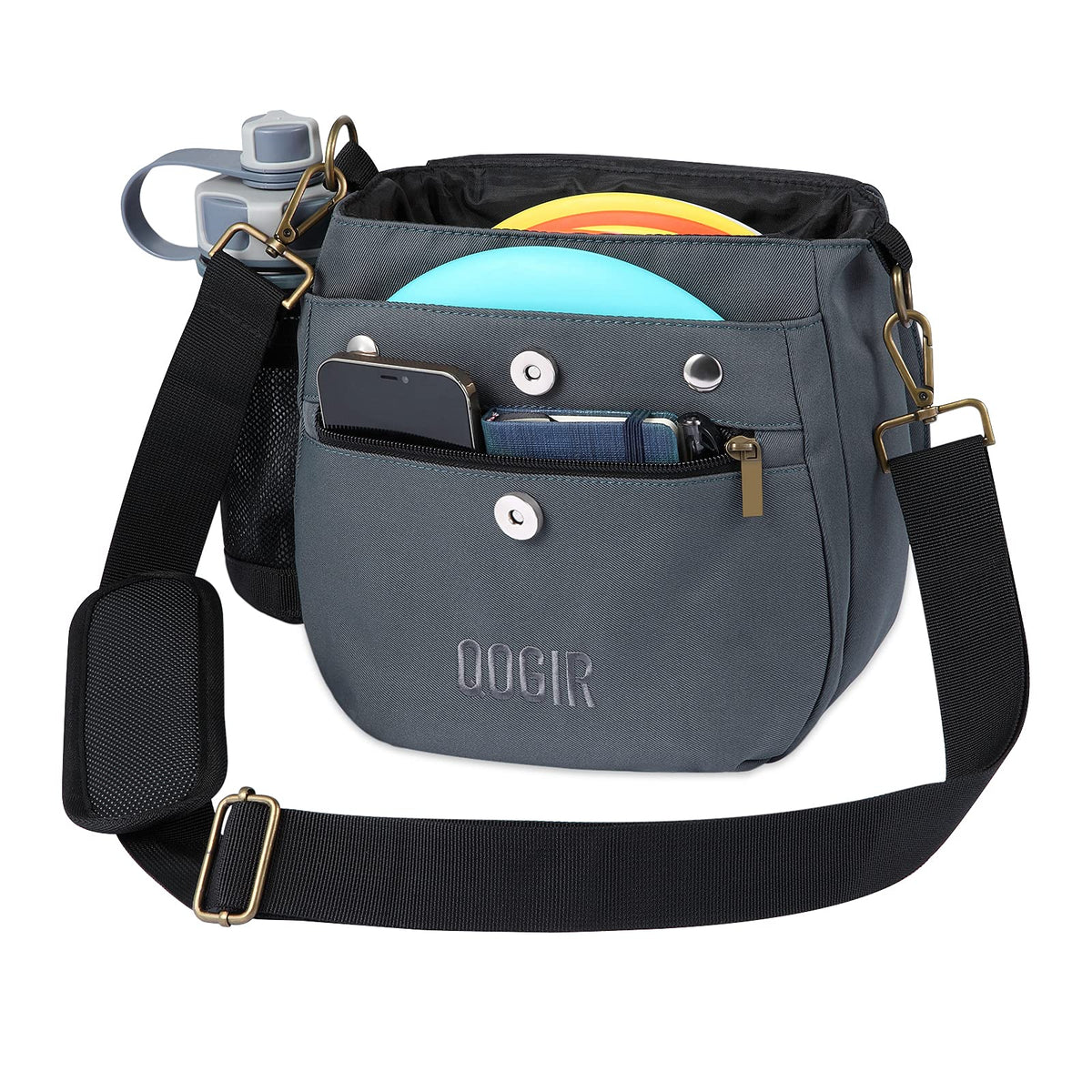 QOGIR lightweight disc golf bag front view highlighting compact design for easy carrying.