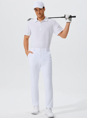 QPNGRP men's golf pants back view shows straight silhouette and secure pockets for essentials.
