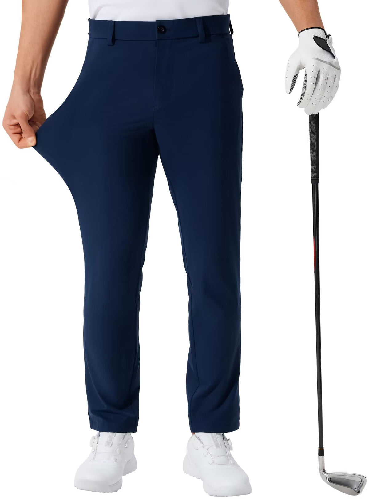 QPNGRP men's golf pants, dark blue, 30-inch inseam, comfortable all-day wear.