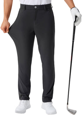 QPNGRP men's golf pants darkgrey front view showing flexible fabric for all-day comfort.