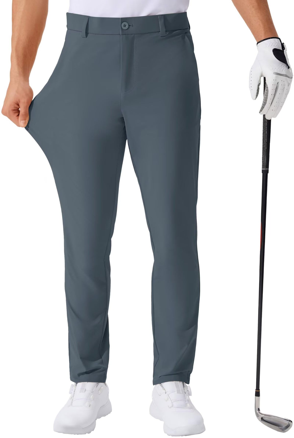 QPNGRP Men's Golf Pants front view with straight leg design and comfort