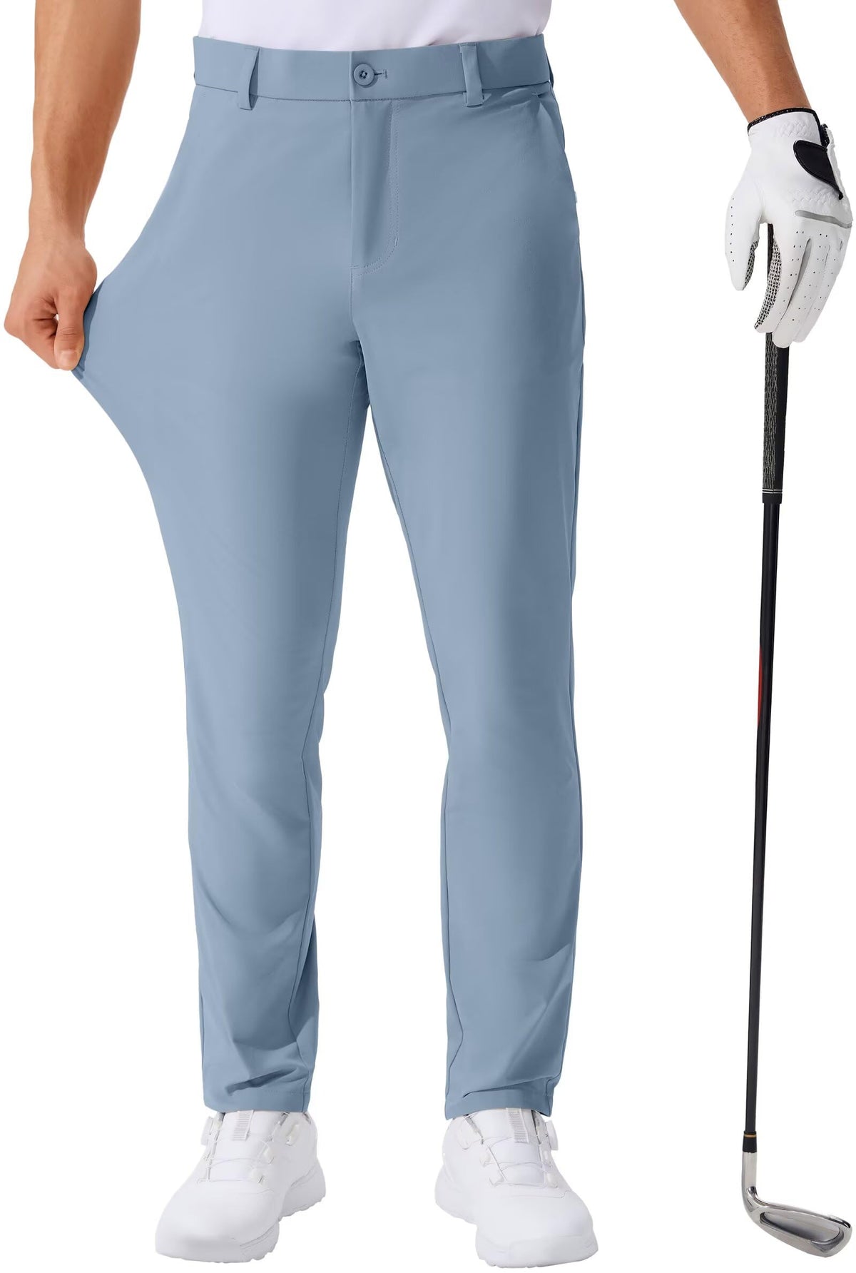 QPNGRP men's golf pants front view with lightweight stretch for easy movement.