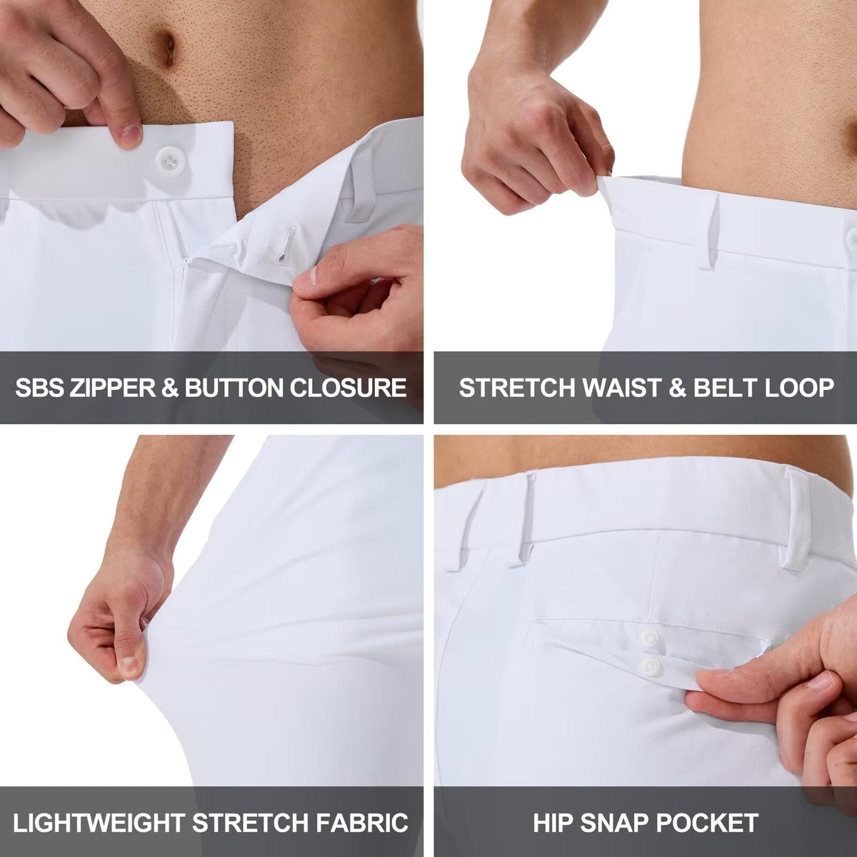 QPNGRP men's golf pants lightweight and water-resistant for light rain conditions.