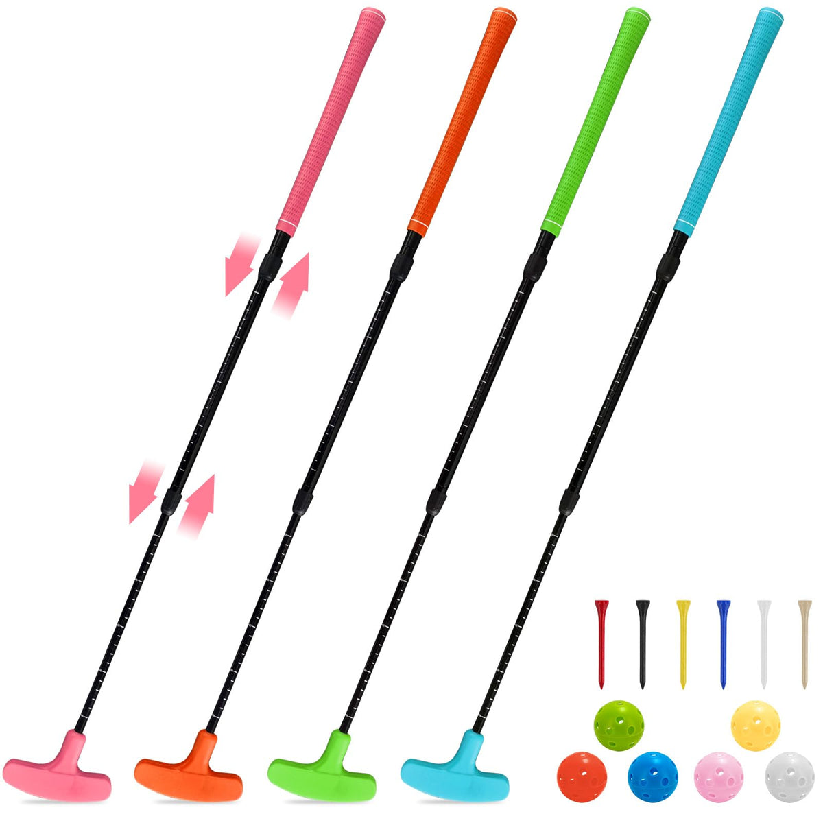 QPPKII 4-pack multicolor putters for versatile practice and family play