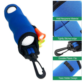 QQRASOAL golf ball pouch with hanging buckle for easy attachment.