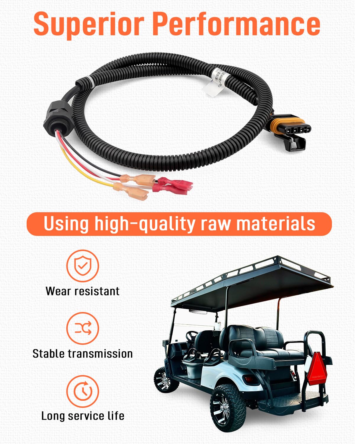 Quaneguzy pedal box wiring harness installed inside the EZGO pedal area.