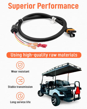 Quaneguzy pedal box wiring harness installed inside the EZGO pedal area.