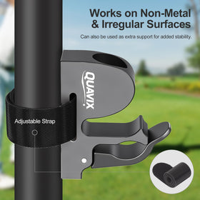 Quavix golf cart accessory holder for versatile on-course use