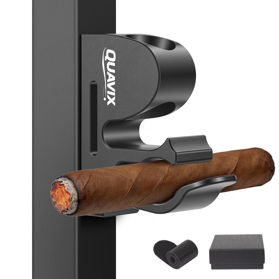 Quavix golf cart cigar holder with magnetic base provides secure grip on metal surfaces.