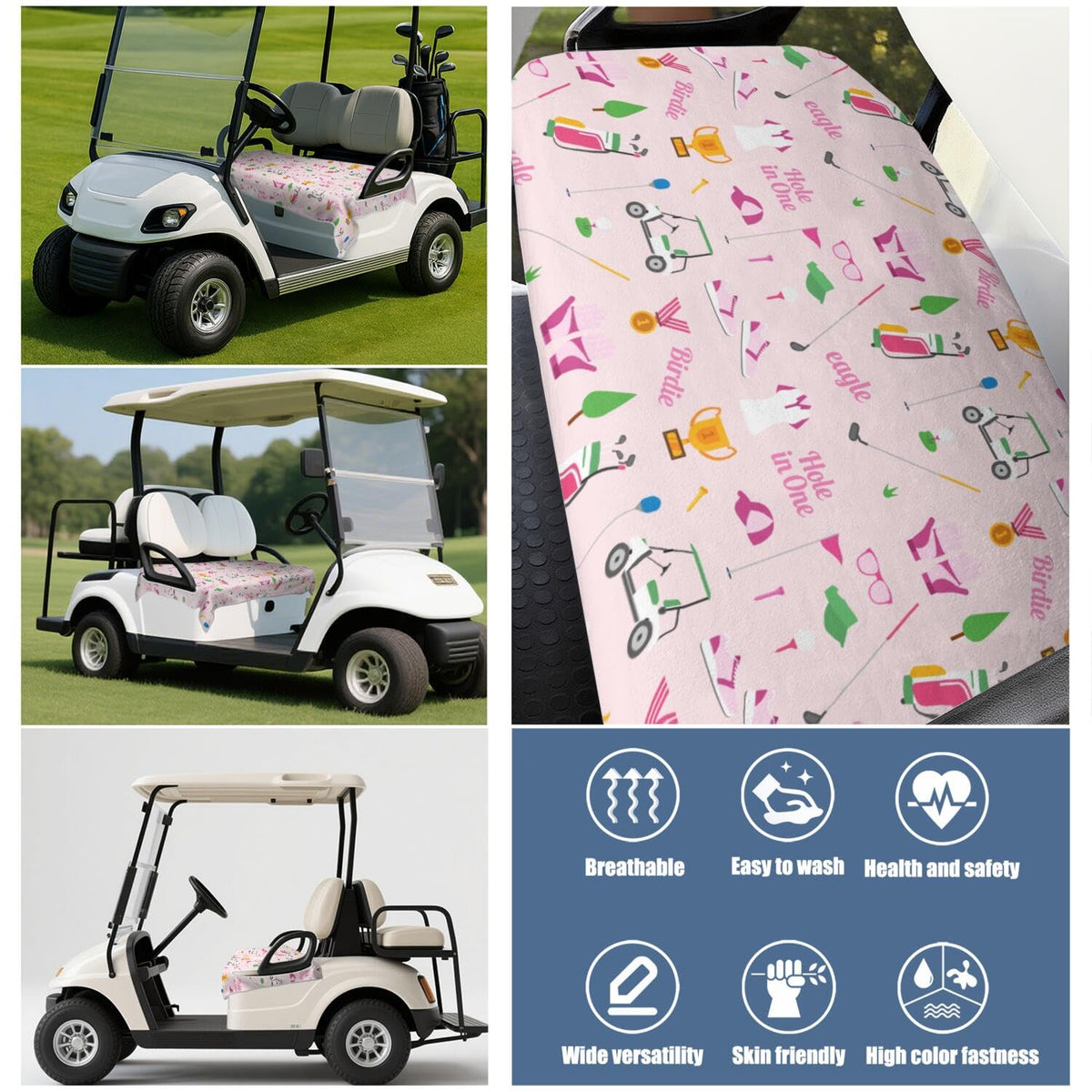 Queen Hero classic colors match most golf cart interiors.