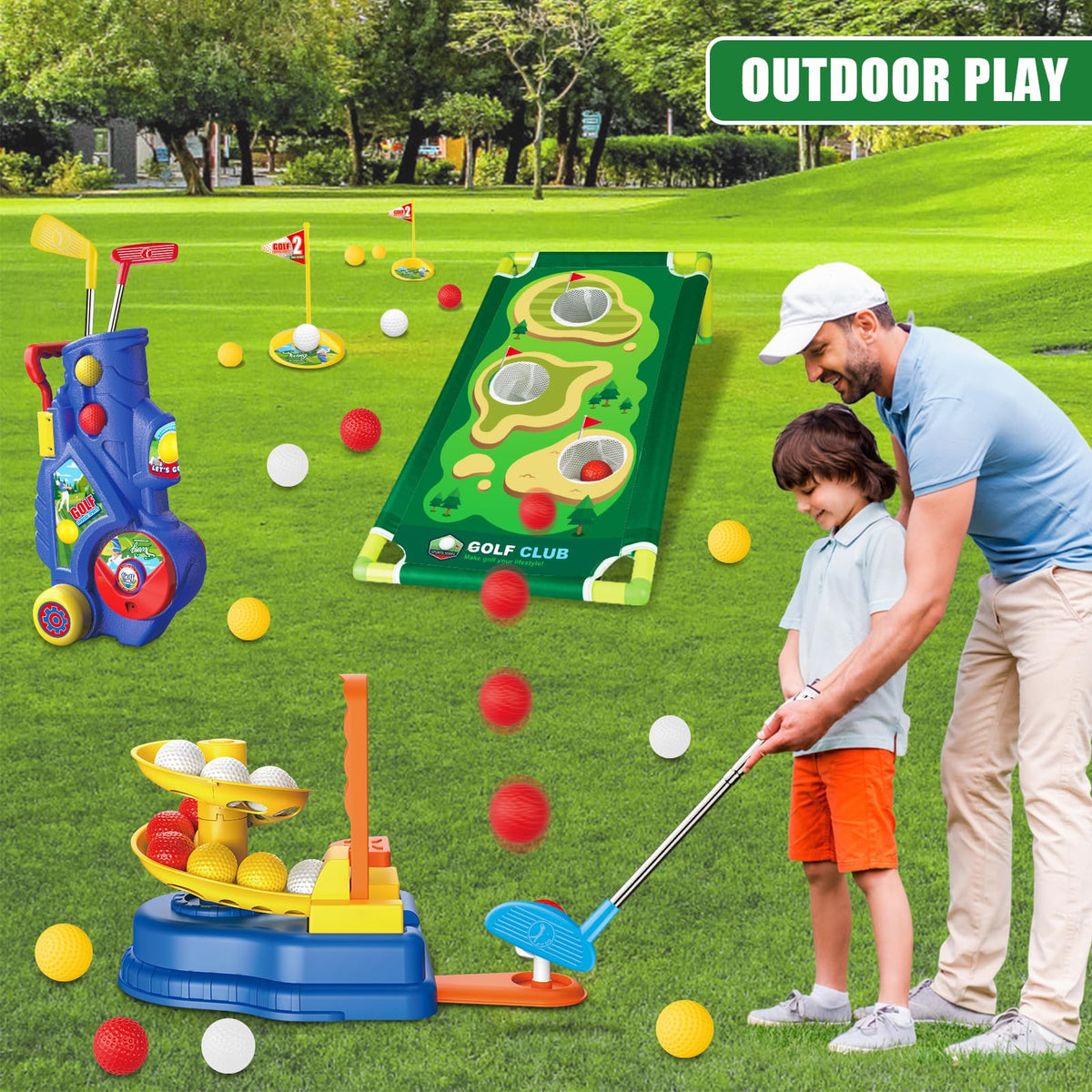 Qutumill ball launcher supports active, hands-on swing practice for kids.