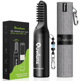 Quwiunx 360° rotating head golf brush for quick on-demand cleaning.