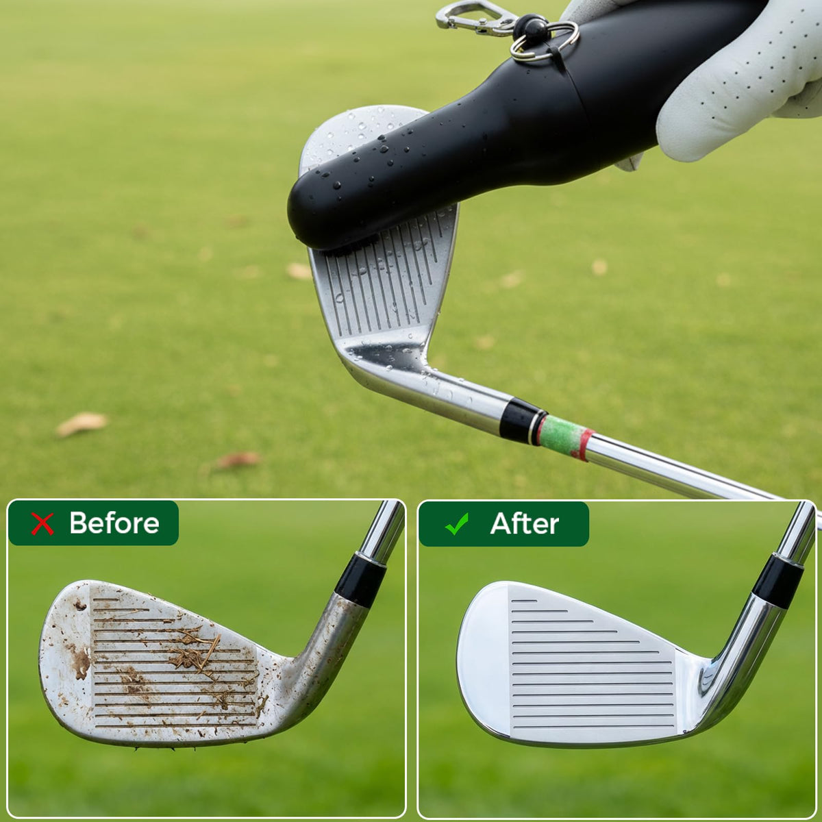 Quwiunx waffle microfiber towel traps dirt and dries clubs lint-free.