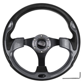 QYMOPAY 12.5-inch golf cart steering wheel with spacious entry and secure grip.