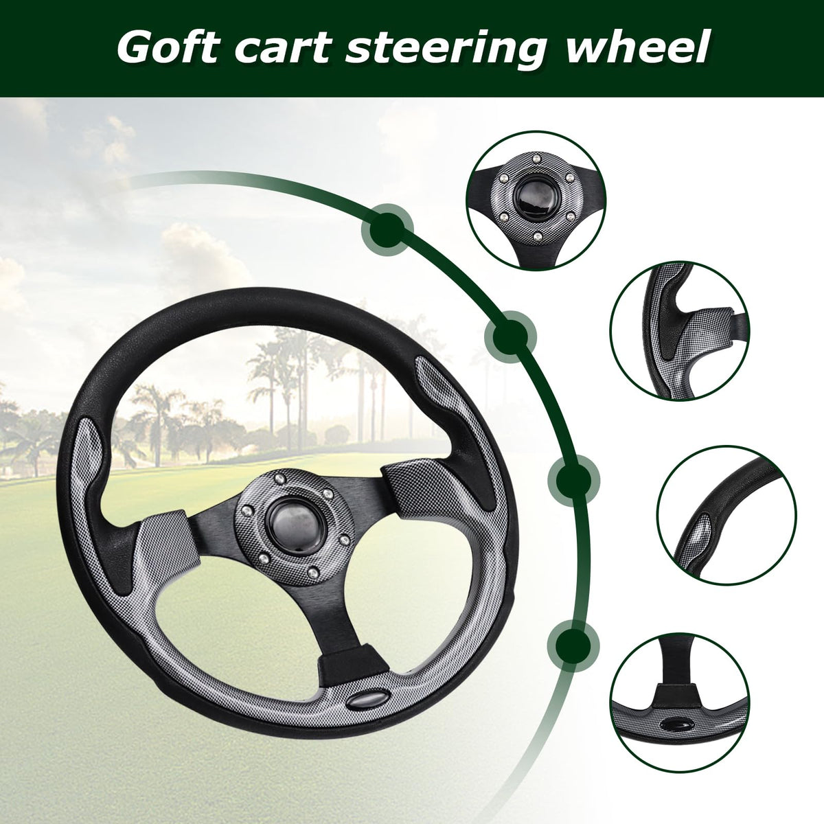 QYMOPAY aluminum steering wheel construction for light, durable performance.