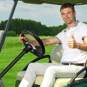 QYMOPAY golf cart cockpit with Precedent adapter attached