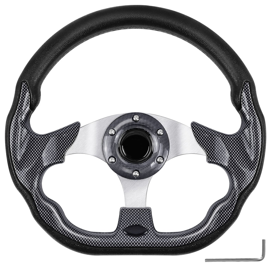QYMOPAY golf cart steering wheel 12.5-inch all-black improves grip and control.
