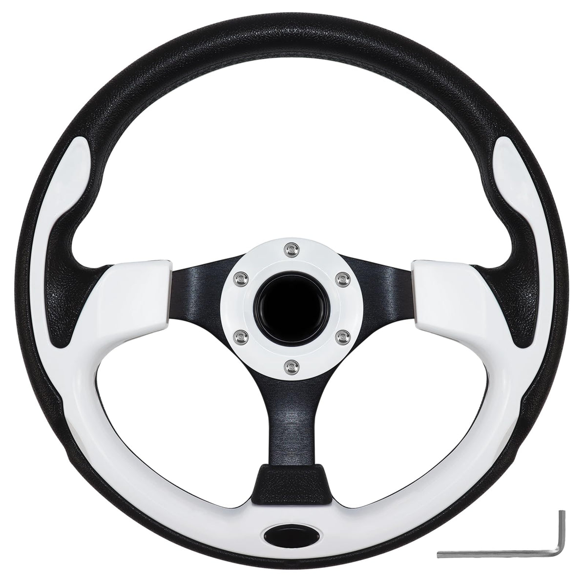 QYMOPAY 12.5-inch all-black golf cart steering wheel for smoother handling