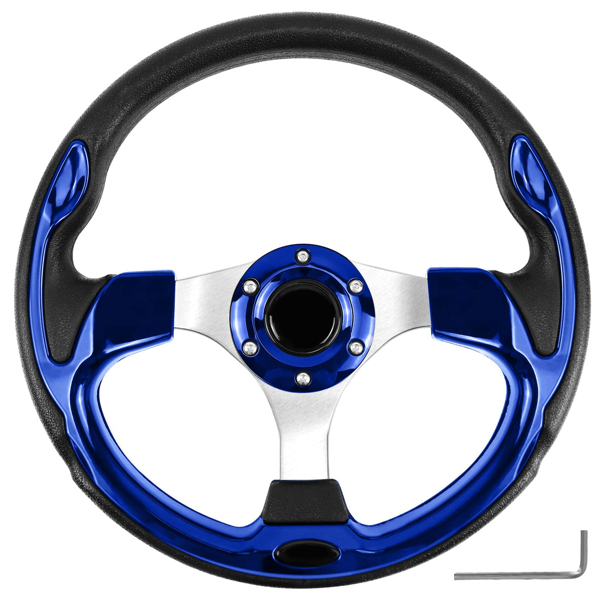 QYMOPAY golf cart steering wheel 12.5 inch all-black improves grip and control