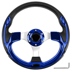 QYMOPAY golf cart steering wheel 12.5 inch all-black improves grip and control