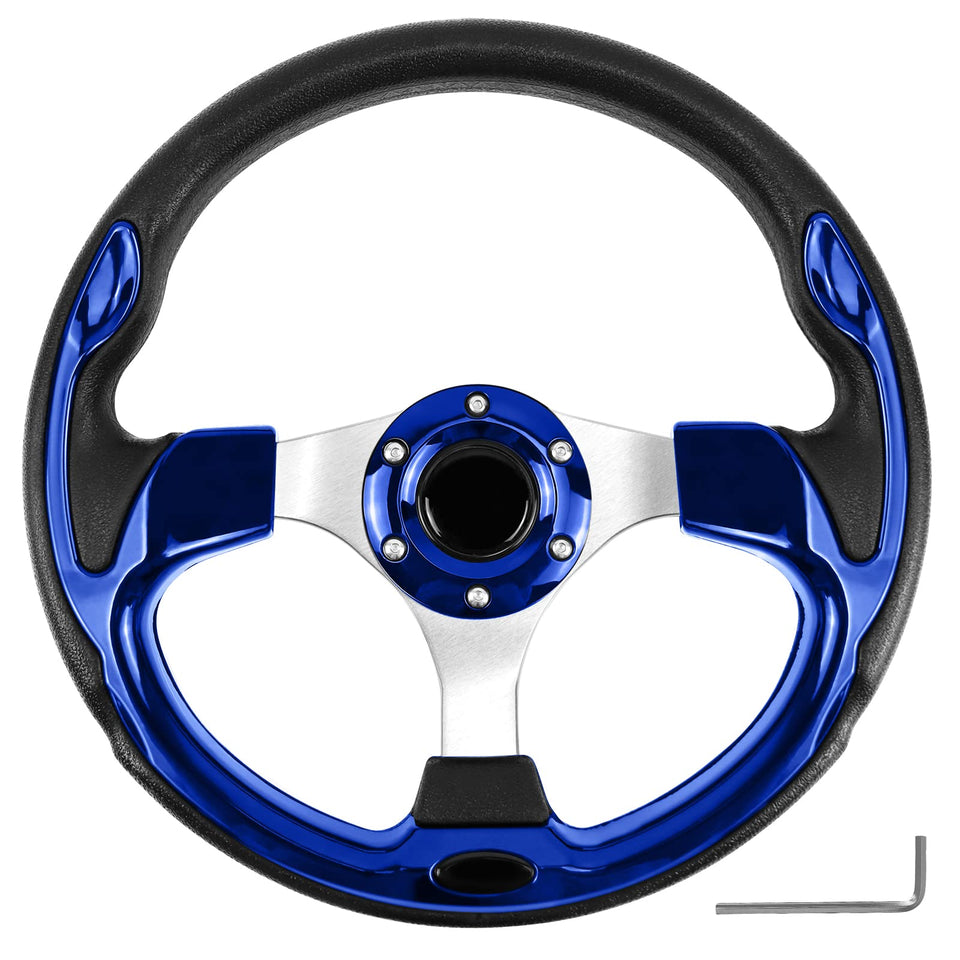 QYMOPAY golf cart steering wheel 12.5 inch all-black improves grip and control