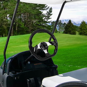 QYMOPAY compatibility image demonstrates versatile fit with EZGO, Club Car, Yamaha models.