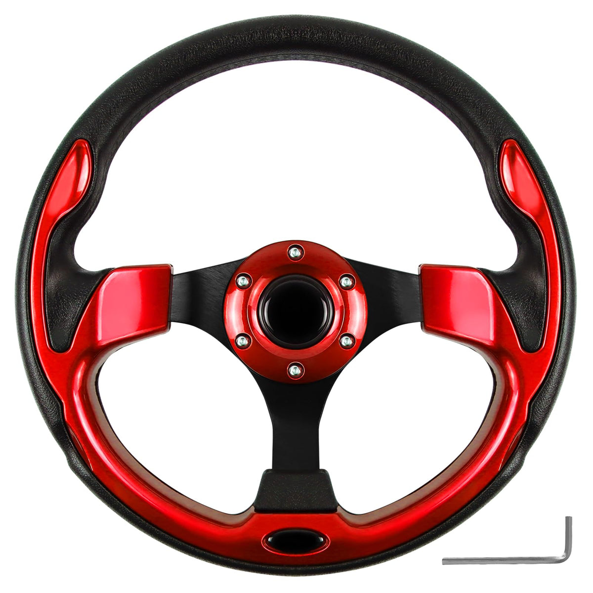QYMOPAY 12.5 inch golf cart steering wheel close-up for smoother control.