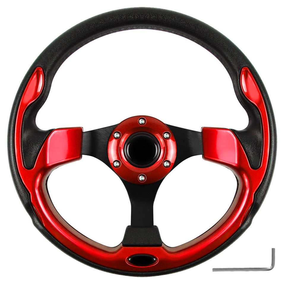 QYMOPAY 12.5 inch golf cart steering wheel close-up for smoother control.