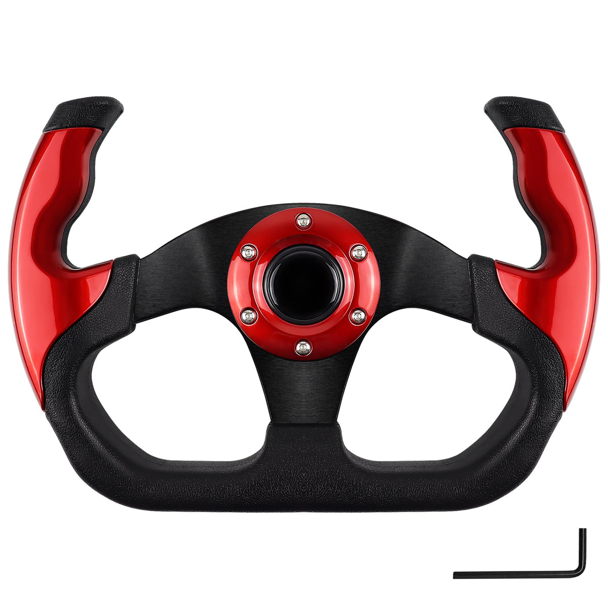 QYMOPAY golf cart steering wheel closeup with ergonomic grip for comfy long drives