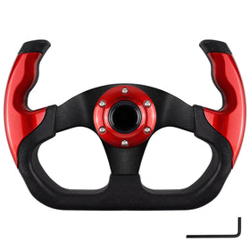 QYMOPAY golf cart steering wheel closeup with ergonomic grip for comfy long drives