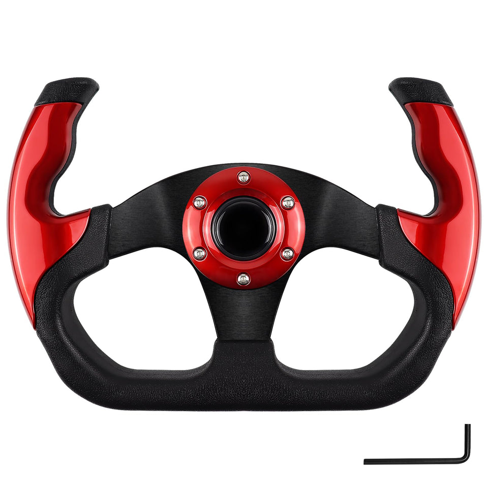 QYMOPAY golf cart steering wheel closeup with ergonomic grip for comfy long drives