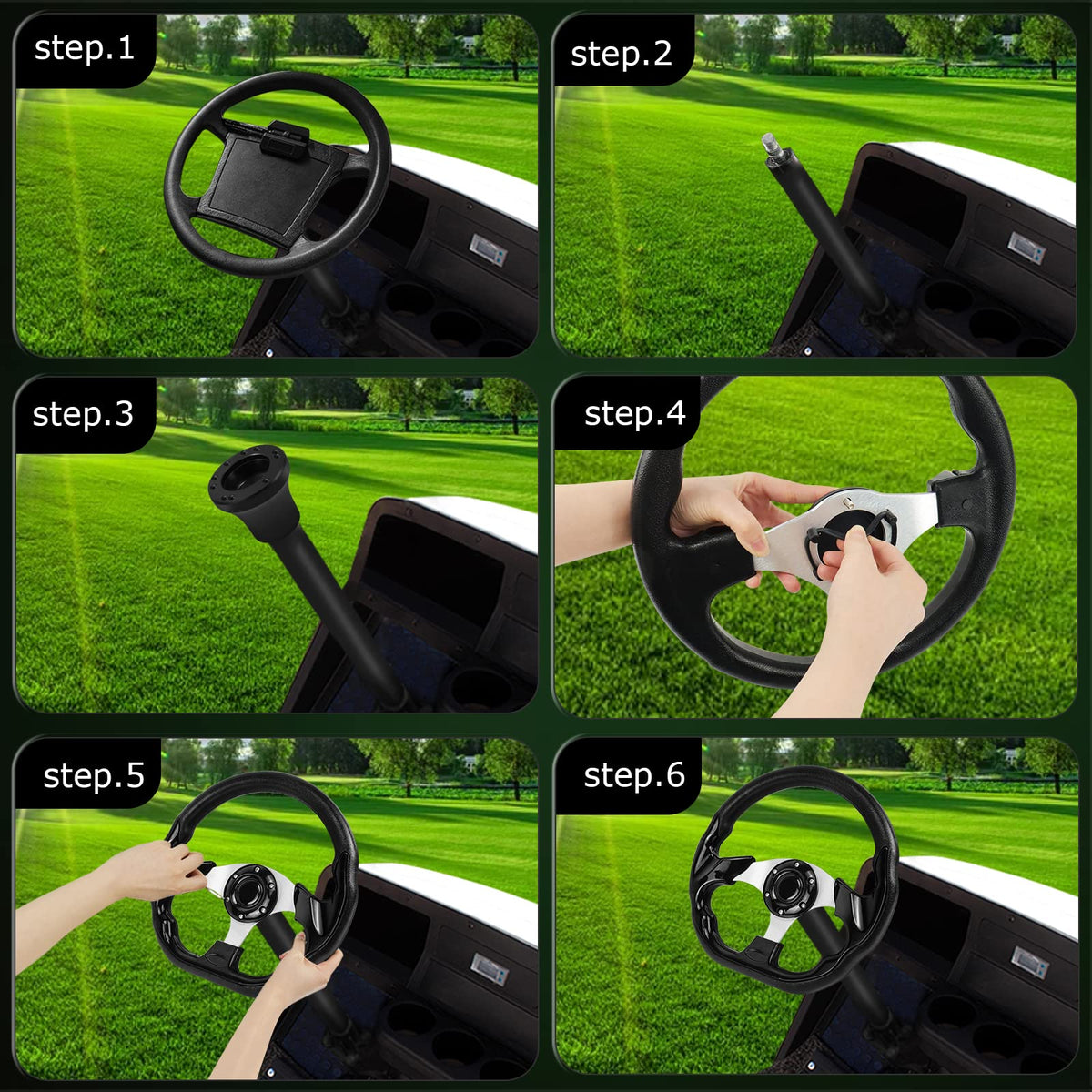 QYMOPAY Precedent hub installation on golf cart steering wheel
