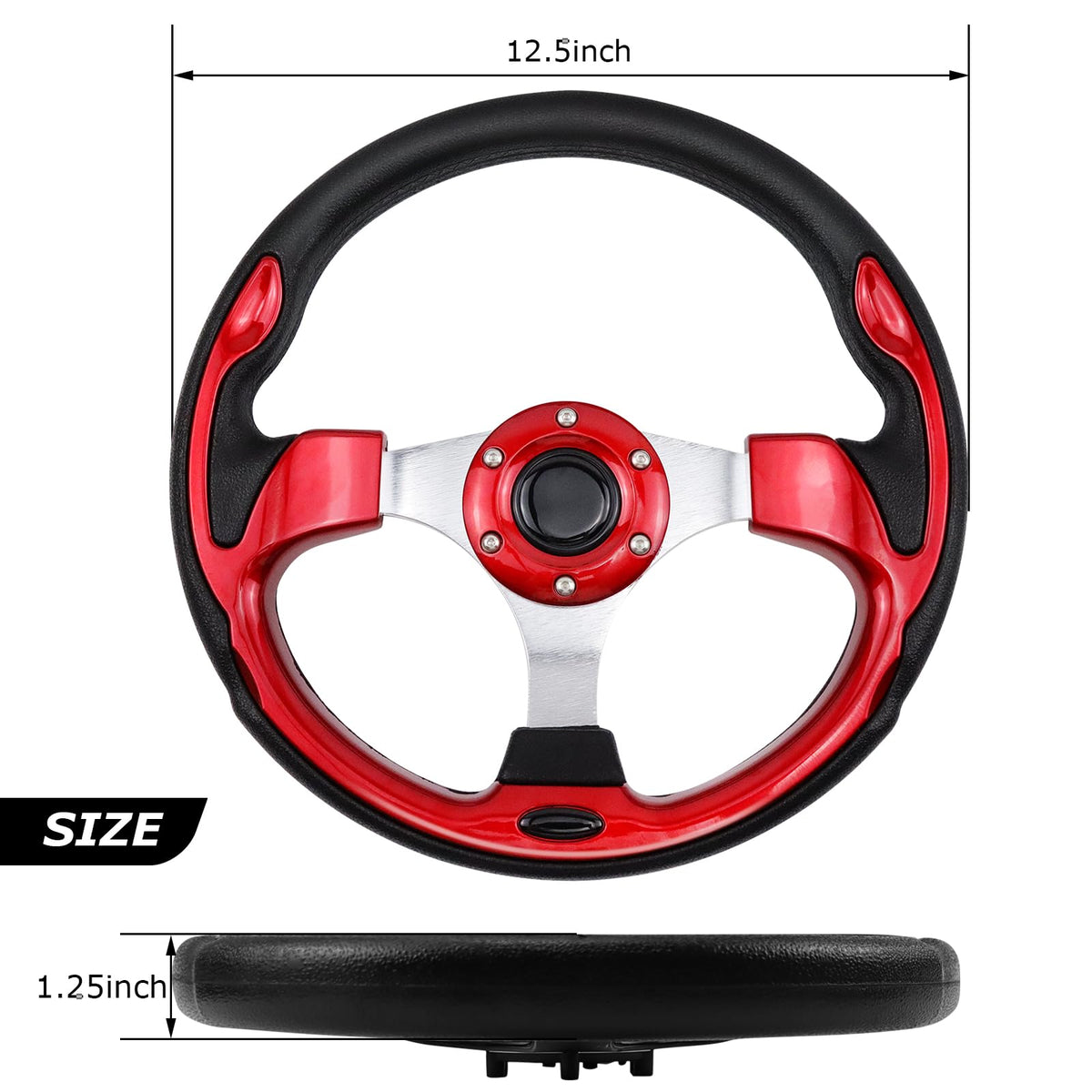 QYMOPAY aluminium steering wheel close-up showing corrosion resistance and texture