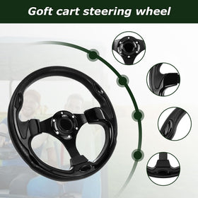 QYMOPAY universal golf cart steering wheel shows broad compatibility with many models and adapters
