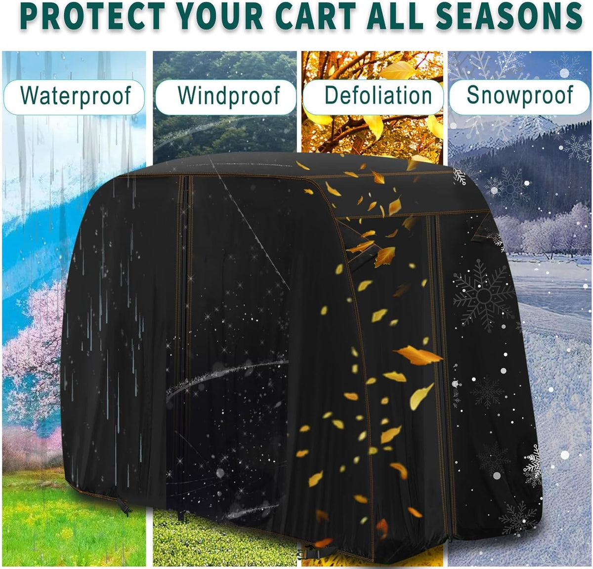Driver-side zipper access on QYMOTO golf cart cover for easy interior access