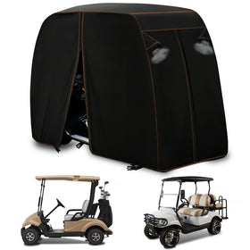 QYMOTO universal golf cart cover on a 2-seat cart protects from sun and dust
