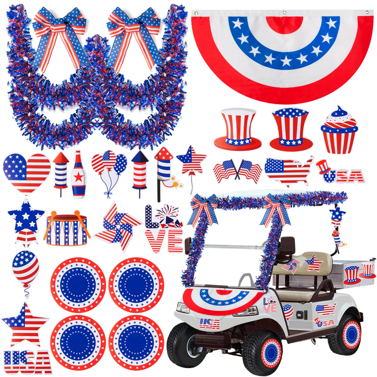 R HORSE half fan banner for a bright 4th of July golf cart display