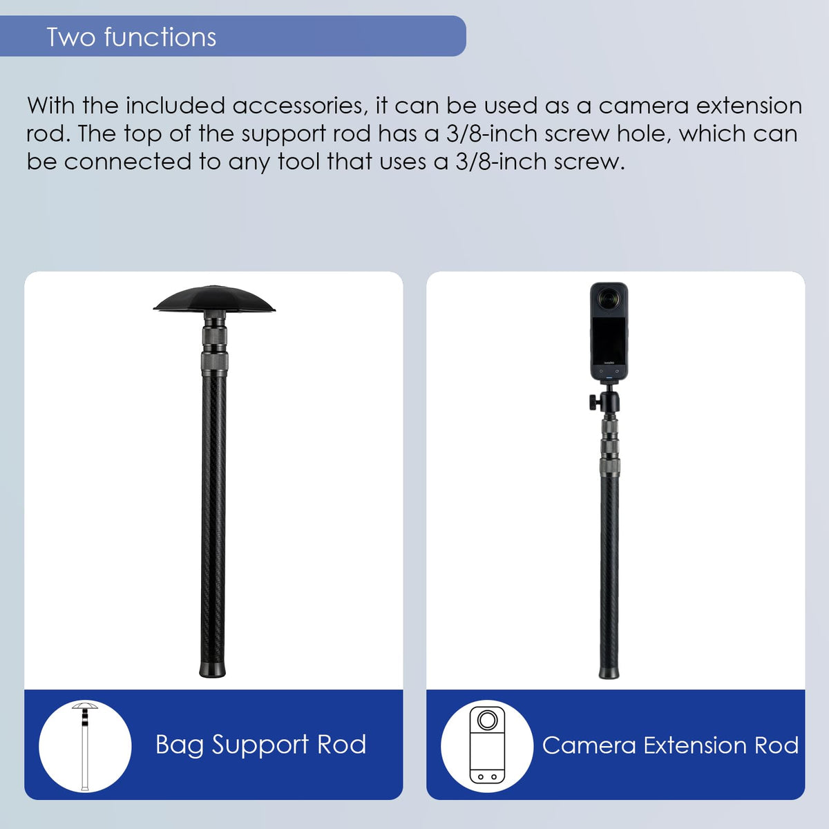 RANGALii telescopic rod adjusts 18–53 inches to fit different golf bags.