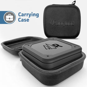 RANGLAND compact speaker clipped to golf cart for on-the-go tunes.