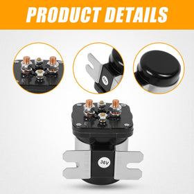 RANSOTO 36V solenoid, back view, compact design and durable connectors.