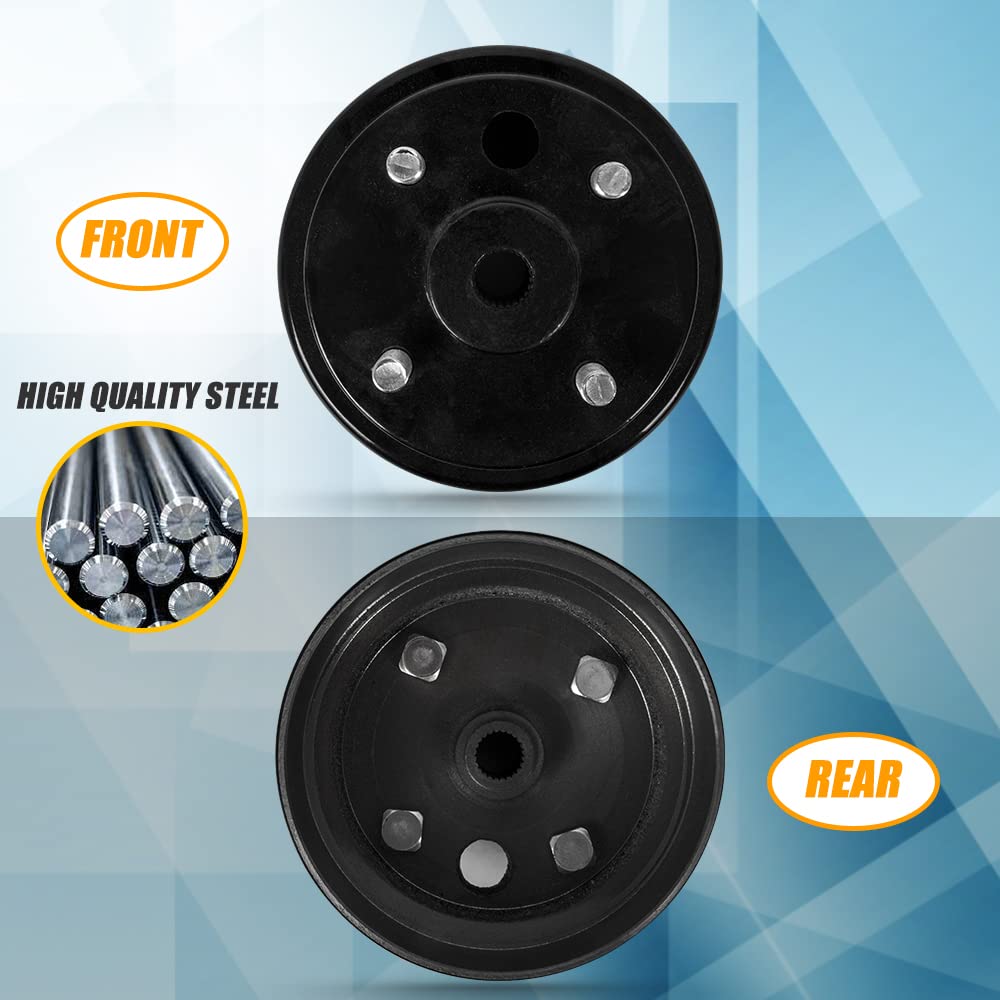 24-tooth spline detail on RANSOTO brake drum hub showing spline engagement.