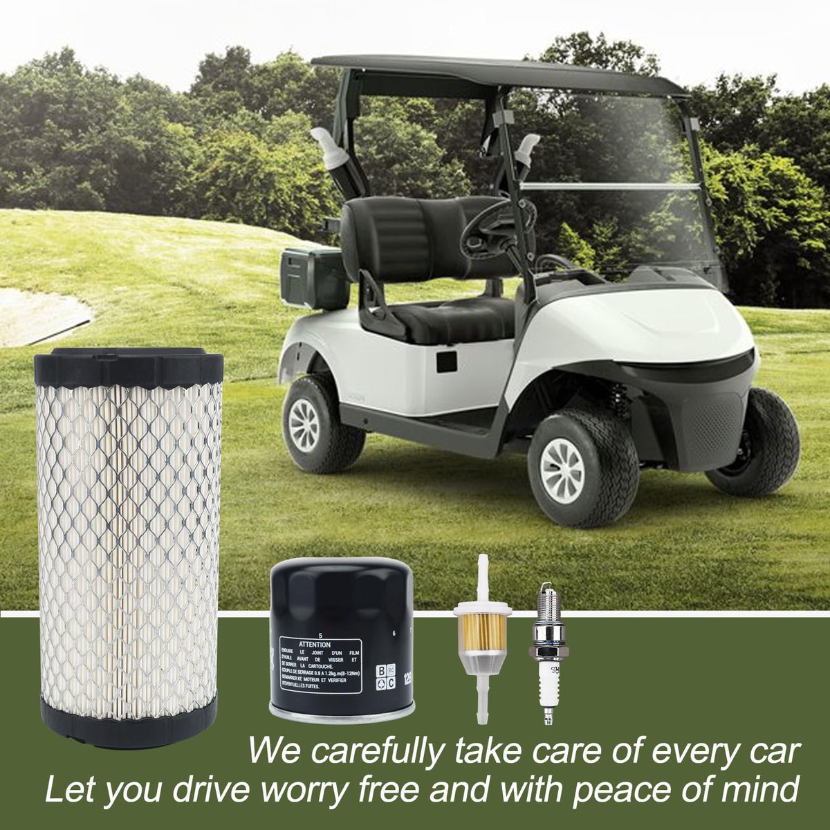 RARAYC golf cart tune up packaging - organized components for quick DIY maintenance.