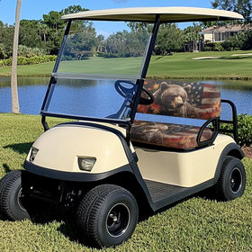Rarucativ American Bear seat cover close-up highlights soft, flexible fabric texture.