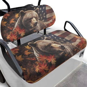 Rarucativ American Bear seat cover packaging demonstrates ready-to-use protection for your golf cart.