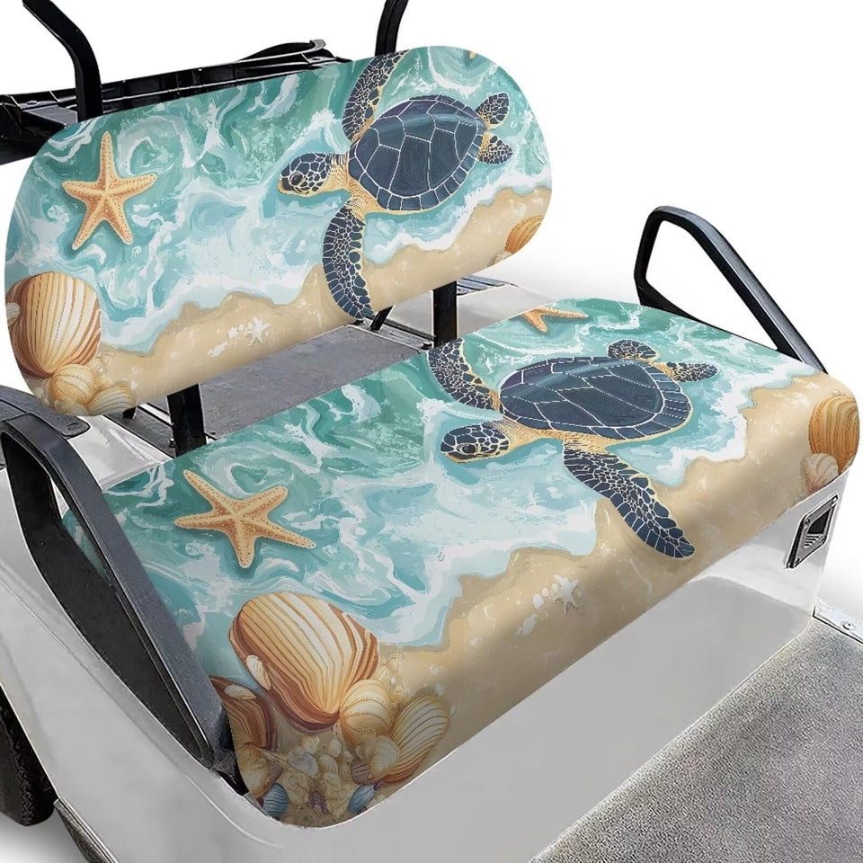 Rarucativ Beach Turtle front seat cover protects the golf cart seat from stains.